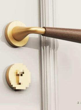 木卧柄复古原木风室桃门锁室内木门家用锁具磁把吸静音胡木985手