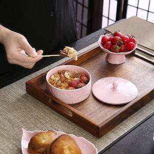 瓷中式茶点盘水果拼陶HFX托盘套装一人餐食具带盘收纳高颜值情侣