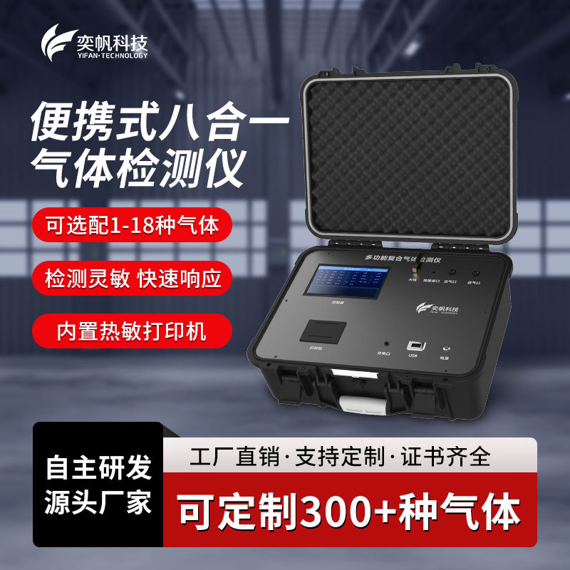 便携式氨气检测仪八合一氧气硫化氢氯化氢噪声有毒气体检测仪定制