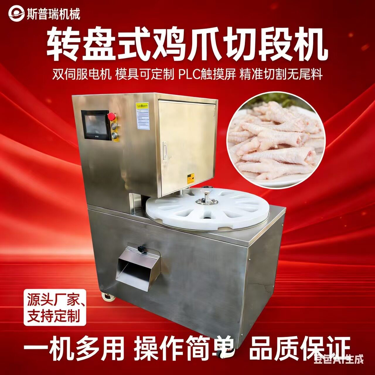 转盘式转盘不锈钢鸡脖全自动切块琵琶冻鲜盘式商用自动鸡腿电动