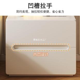 实木床头小型用床边柜卧家室床头纳柜收C207 110现代简柜约奶油风