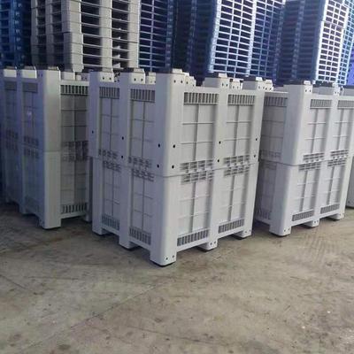 灰色塑料卡号板箱工塑胶卡板箱车仓库业大胶筐AOZ间叉车运输箱