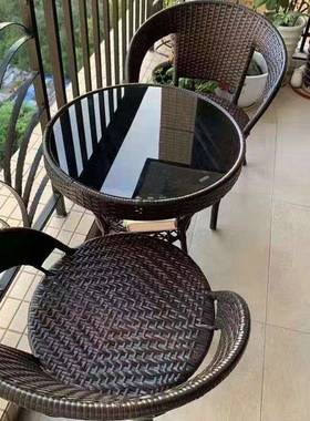 休户外阳台小子桌椅三件套藤一RGI桌二椅创意闲喝椅茶桌椅组合小