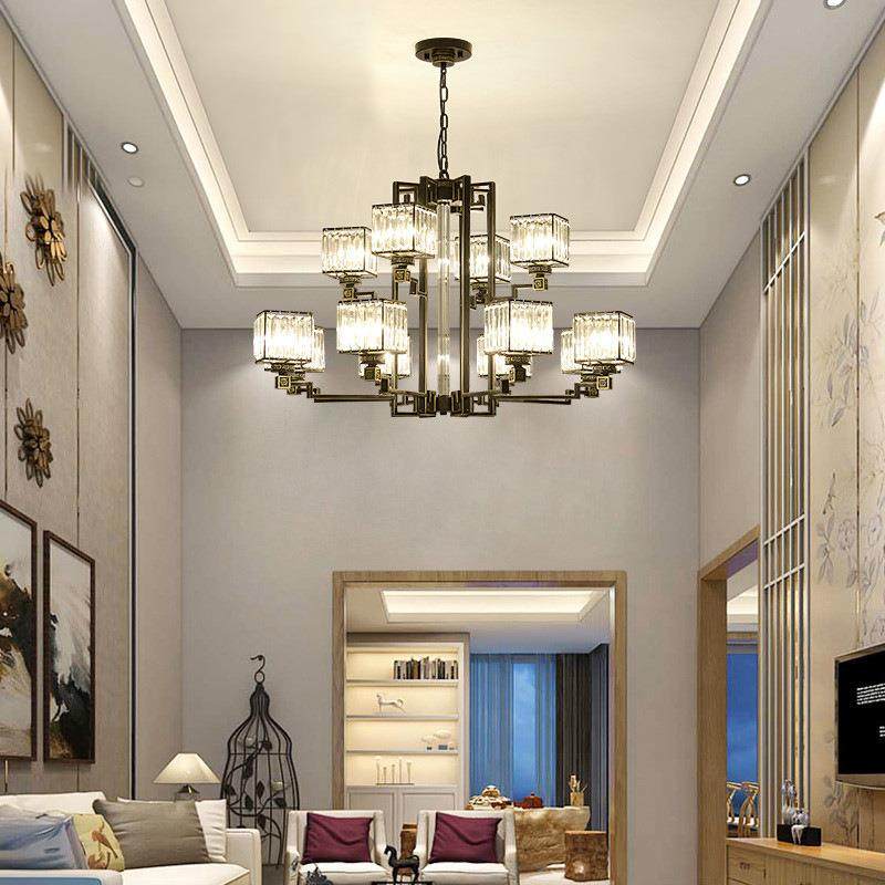 新中式吊灯轻奢水晶D15301客厅具室大现代简约气别墅复式楼餐厅灯