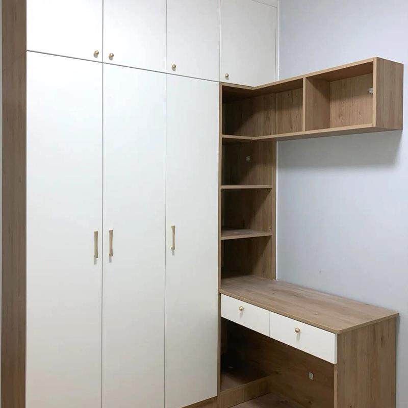 组生衣柜电脑L型柜家用衣卧室小型转角连体衣柜学书桌一体合柜河北地区