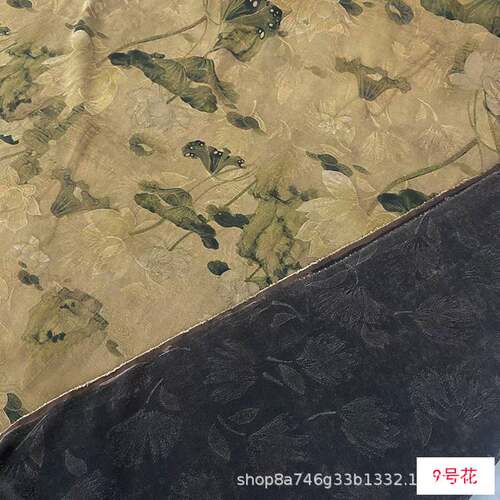 复古提花绢纺香云纱真丝布料 40姆米重磅绢纺提花莨绸服装裙面料