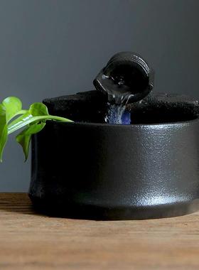 简AL102277约环流水鱼缸摆循件微办公居室装饰客厅茶桌景观家饰品