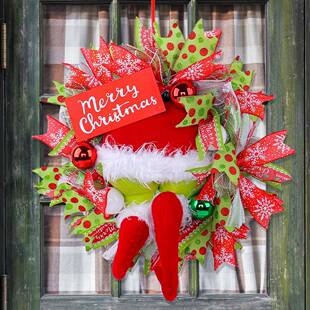 马逊热卖格奇腿花环门592挂林2亚025挂新款圣诞节装饰品绿毛怪饰