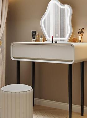 奶油风实体木缩主卧梳妆台卧室现代简约HON化妆台斗0柜伸一化妆桌