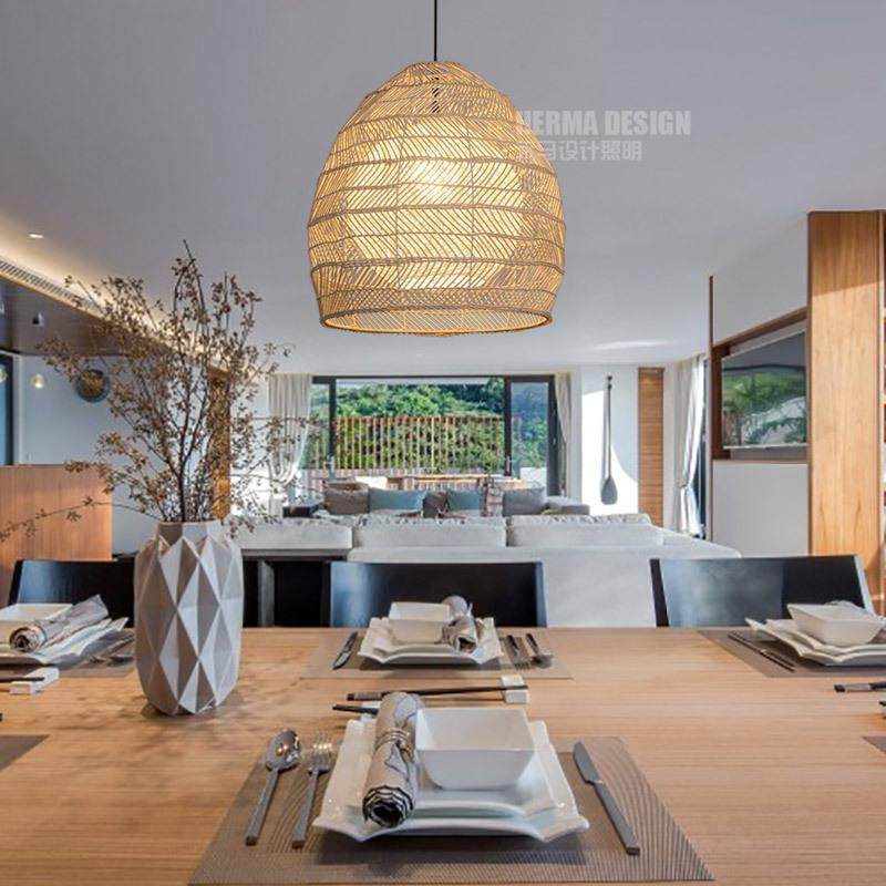 意手工东南亚藤编吊灯乡村田504园宿客房餐厅阳台工创程灯样板民