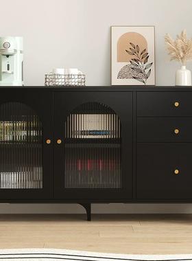 餐边柜黑色厨柜房收水纳储复物柜岩板古风茶柜客厅HS-508吧台多功