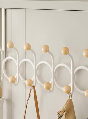 免打孔卧室挂客球厅创意挂上衣架门后WB231115衣钩铁艺木双排钩墙