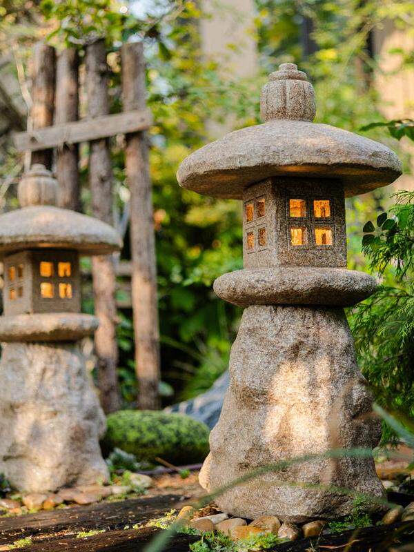 原色仿古新中式户外石灯笼电石灯园林景观装饰圆方孔庭院石灯