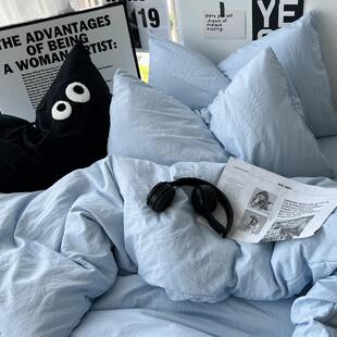 A类日式简婴儿可以啃咬四的约水洗棉床上件套学日式简约家生宿舍