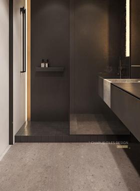 浴简RT609现卫代简约风极灰色大颗粒水磨石瓷砖生间厨房室客厅墙