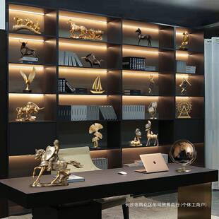 高档公室现轻奢摆件老板领导桌面代摆客厅设轻奢简约高端酒办柜柜