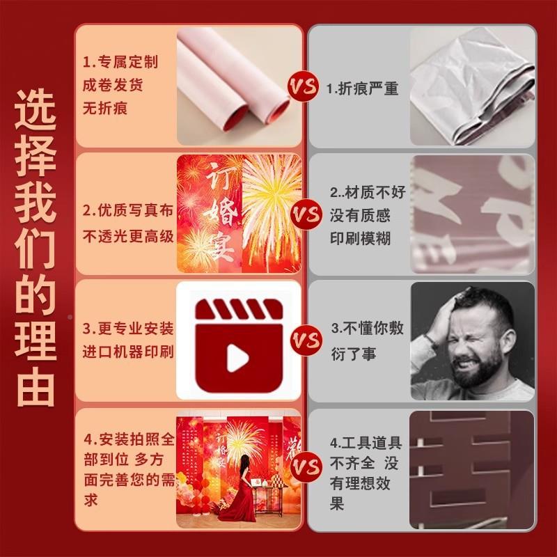 202饰5新订婚背景布置装幅新式NFP烟花挂条布酒店场景婚宴中摆件