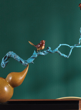 彩铜葫芦摆件喜事连连福禄连枝招A财葫芦摆设家居客厅现代中式装