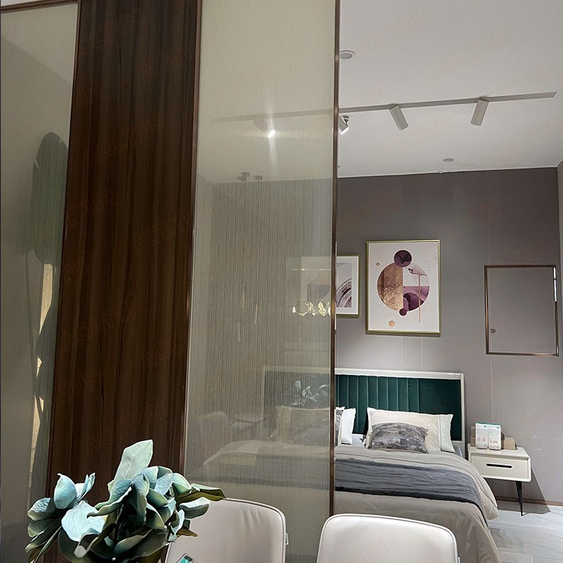 定制双层钢化夹娟夹丝玻璃屏风隔断入户玄关艺术玻璃卫生间半墙