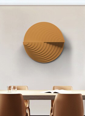 现代简约圆形木雕立体装饰画样板房售楼J部壁画沙发背景墙卧室挂