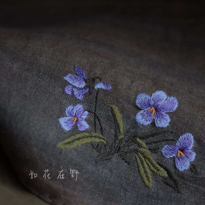 野蛮生长纯亚麻手工刺绣手帕diy材料包男士女士吸汗随身手绢礼物