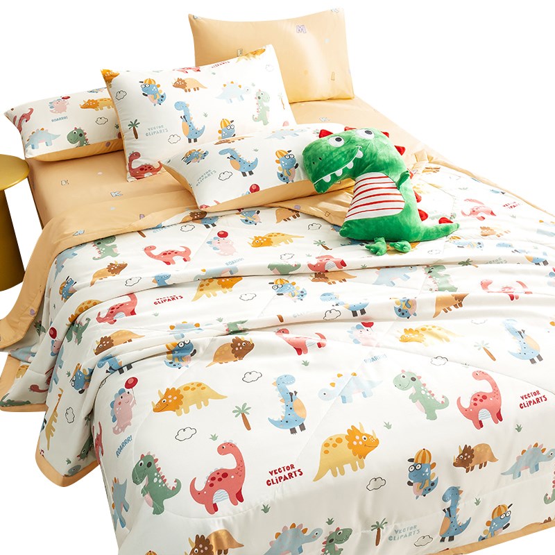 A类卡通空调被四件套花被全棉夏季儿童单人夏凉被子可机水洗