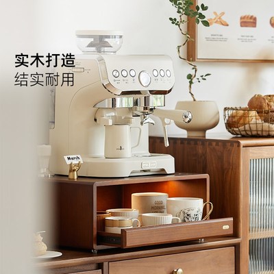 实木咖啡机置物架餐边柜茶包器具收纳吧台咖啡杯防尘置物架杯子架
