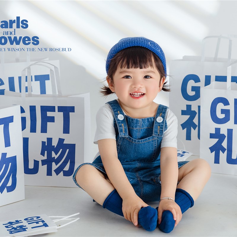儿童摄影服装主题服装影楼周岁1-2岁宝宝照牛仔背带礼物主题道具