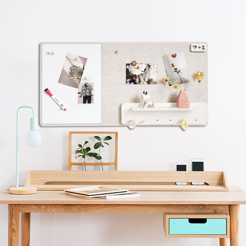 照片墙毛毡板留言板洞板软木板磁白板墙贴幼儿园置物架免打孔相框