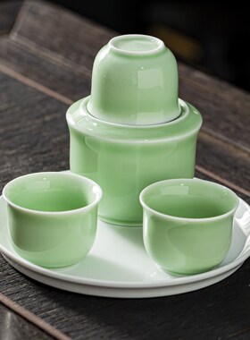 烫酒暖酒壶酒杯白酒家p用中式陶瓷二两半斤热酒具小套装黄酒温酒