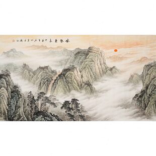 饰画王涛字画0290 泰山国画稳如泰山手绘山水画水墨画客厅办公室装