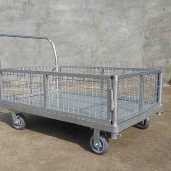 加厚平板车手推车推货车分拣带护栏拖车静音手推车理货车工具包邮