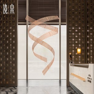 大型竹编艺术装置空中吊饰民宿酒店大堂商业美陈大厅吊顶悬挂装饰