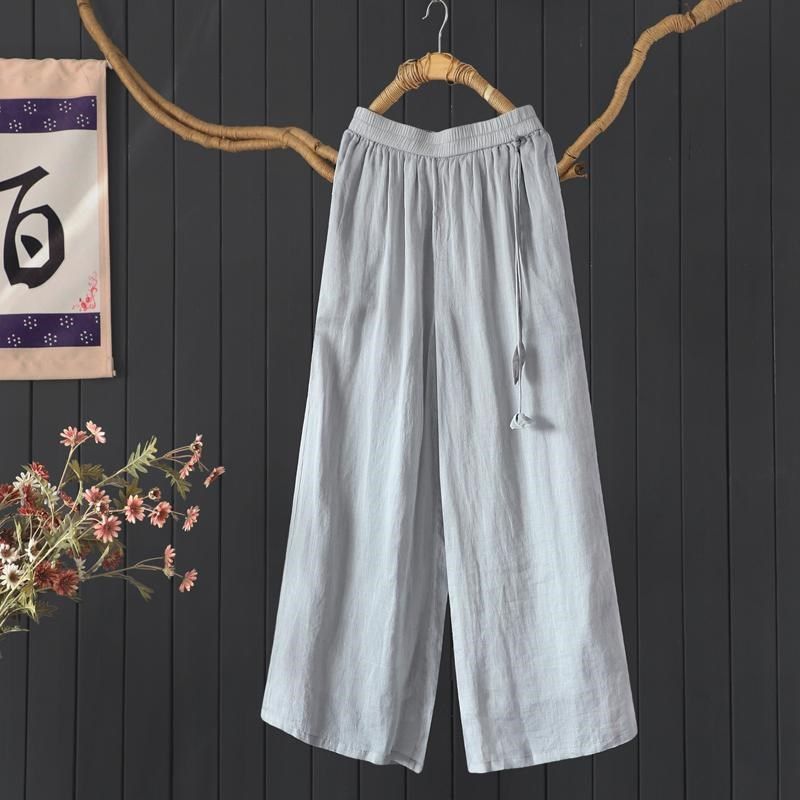 文艺清雅纯色双层长裤女宽松大方春夏季100支细苎麻阔腿裤禅茶裤,女装/女士精品,休闲裤,淘宝优惠券,粉丝福利购,淘宝优惠卷