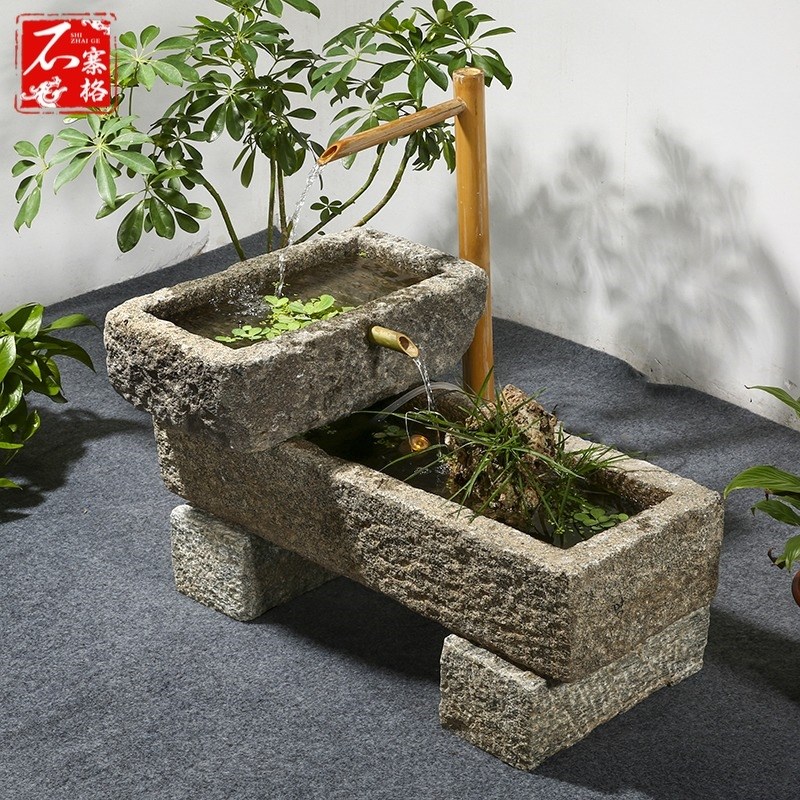 老石槽石磨石臼石磙子庭院户外鱼缸流水旧磨盘茶台马槽石雕老物件