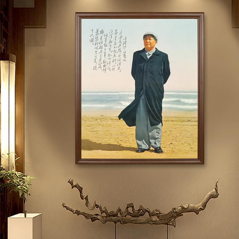 画 画像有框装玻璃标准像挂画 画办公室客厅玄关红实木框装饰字画图片