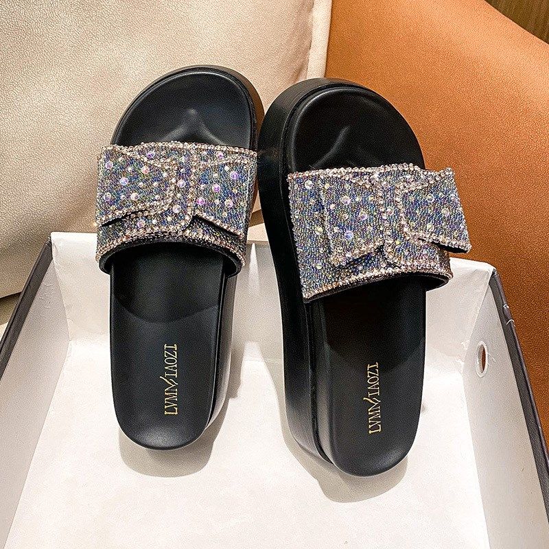 水钻拖鞋女夏外穿时尚2025新款厚底松糕鞋一字带凉拖女大码41一43,女鞋,其他拖鞋,淘宝优惠券,粉丝福利购,淘宝优惠卷