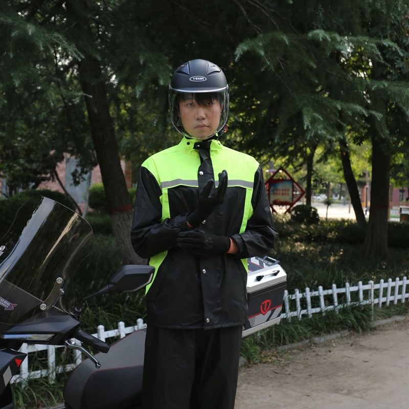 时尚雨衣雨裤套装春亚纺拼色成人男女款电动车雨披全身防暴雨