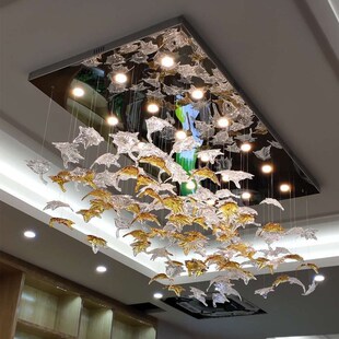 艺术吊灯客厅灯创意枫叶复式楼梯大别墅酒店大堂售楼部沙盘灯具