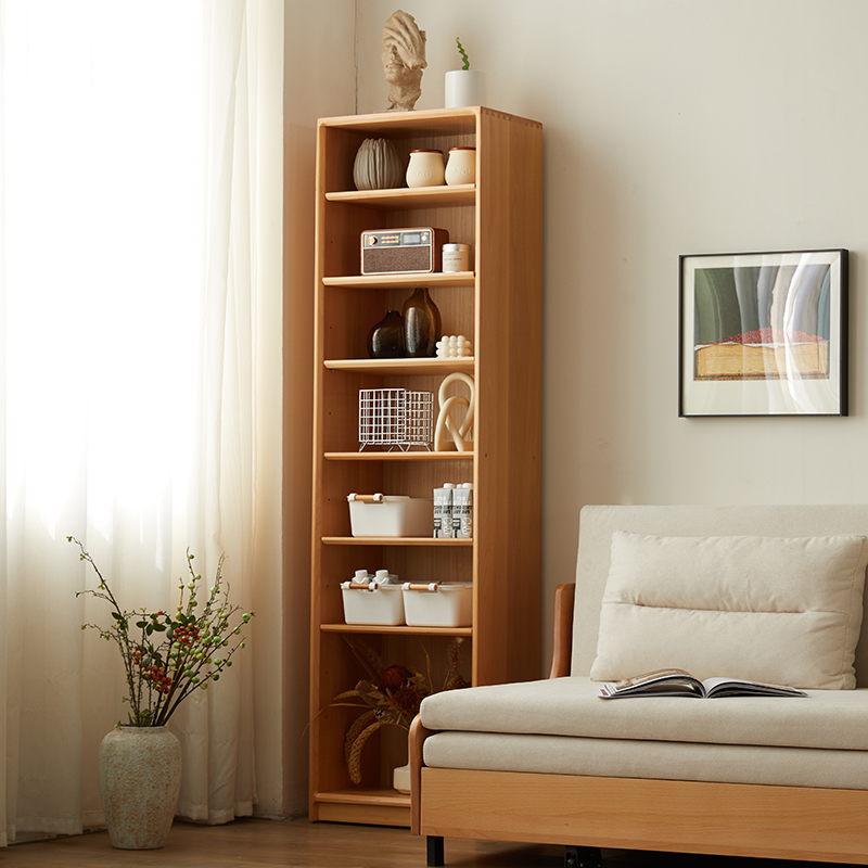 全实木窄柜边柜i高立柜实木书柜长条靠墙窄缝收纳柜客厅边角简约