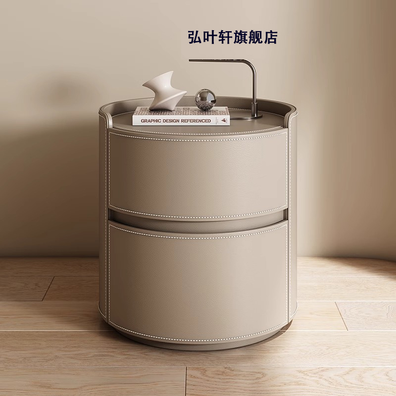 现代简约2024新款实木床头柜意式极简创意小茶几收V纳盒轻奢高级