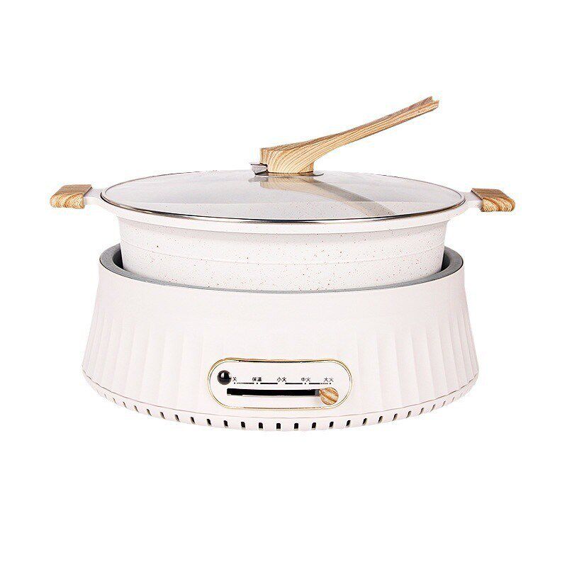 韩式多功能双味鸳鸯锅麦饭石不粘家用电火锅一体分离鸳鸯电热锅