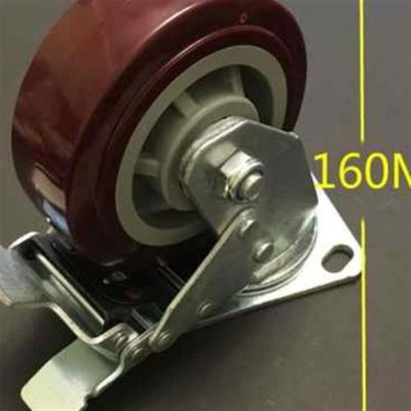 5寸脚轮万向备带刹车重型氨聚酯轮平板推车轮设轮V轮省力轮工业;