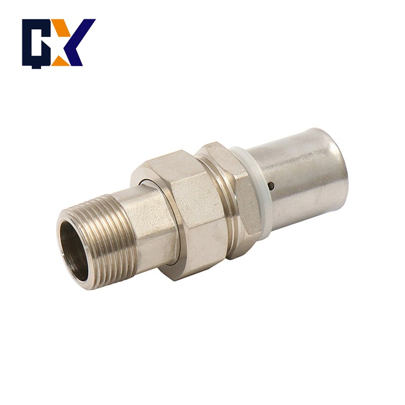 铝塑管接头配件4分外牙活接6分外丝活直接1寸铜管件镀镍F5卡压式