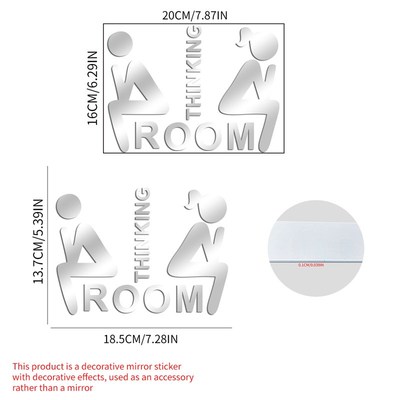 镜面亚克力男女英文图标卫生间浴室门上墙面装饰墙贴纸壁画防水