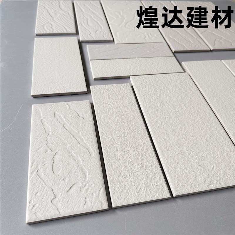 白色通体砖外墙砖麻面风沙面老式砖 8x24 6x20 10x20 13x26线条砖