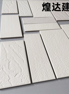 白色通体砖外墙砖麻面风沙面老式砖 8x24 6x20 10x20 13x26线条砖