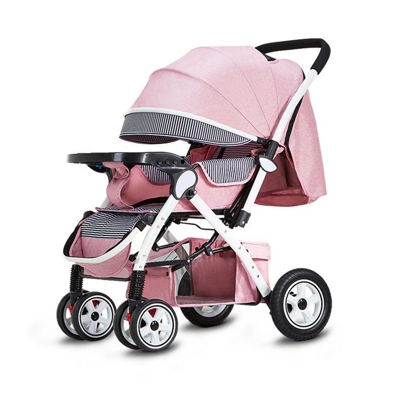 新生儿宝宝睡车轻便一键折叠婴儿车推车可坐可躺双向0到3岁手推车