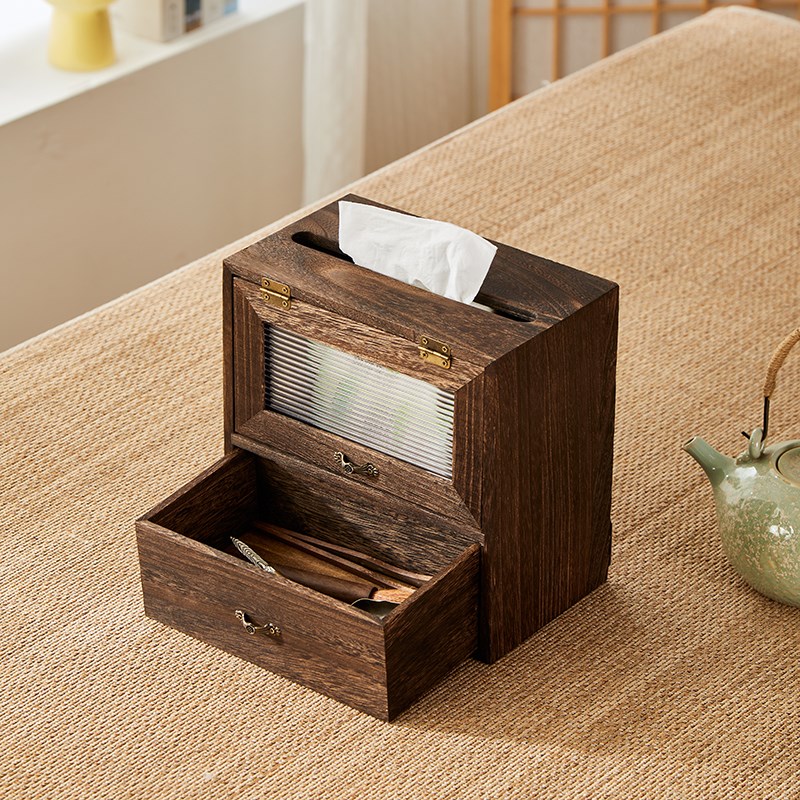 实木中式卫生间厕纸盒壁挂式纸巾盒免打孔抽纸盒卫生纸卷纸置物架