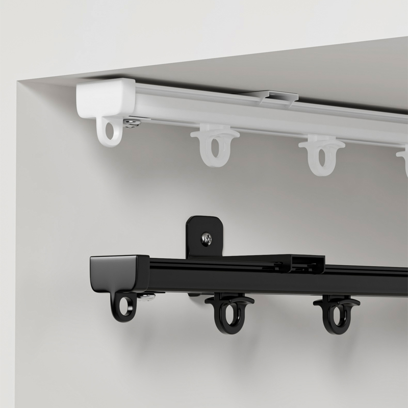 超薄窗帘轨道直轨顶装侧装铝合金滑轨极窄静音阳台飘窗纱帘滑道